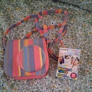 Colorful Striped Instamax Mini Camera Bag  & Stained Glass Film Brand New